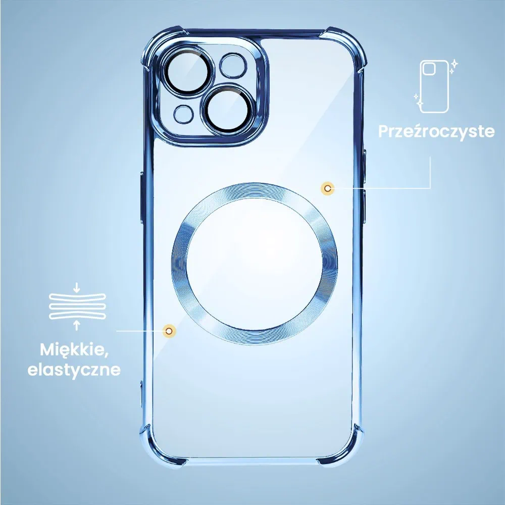 Etui do iPhone 15 Magsafe Luxury Anti-Shock Lens Protect, niebieskie (OUTLET)