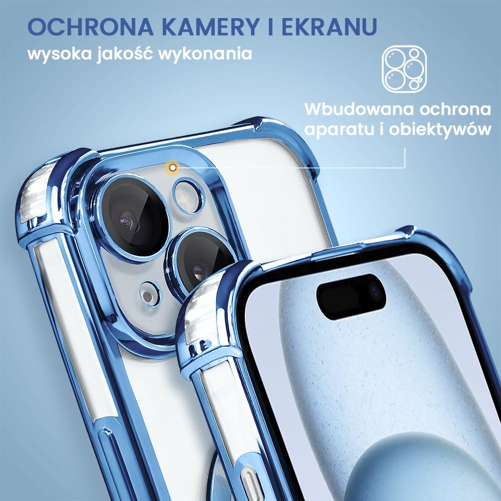 Etui do iPhone 15 Magsafe Luxury Anti-Shock Lens Protect, niebieskie (OUTLET)