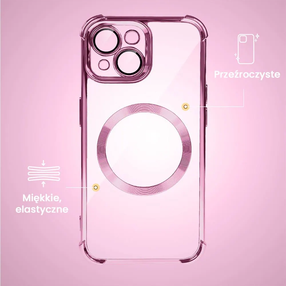 Etui do iPhone 15 Magsafe Luxury Anti-Shock Lens Protect, różowe (OUTLET)