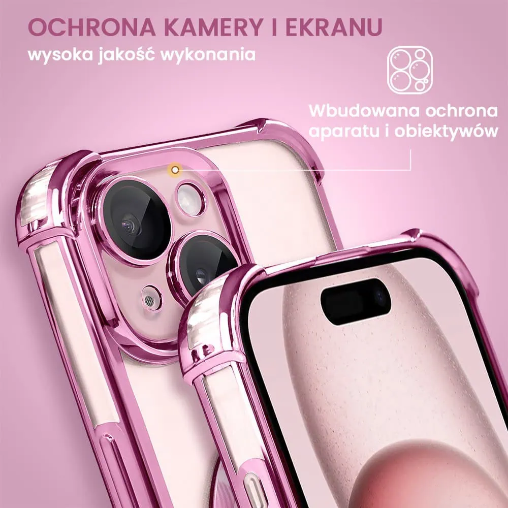 Etui do iPhone 15 Magsafe Luxury Anti-Shock Lens Protect, różowe (OUTLET)