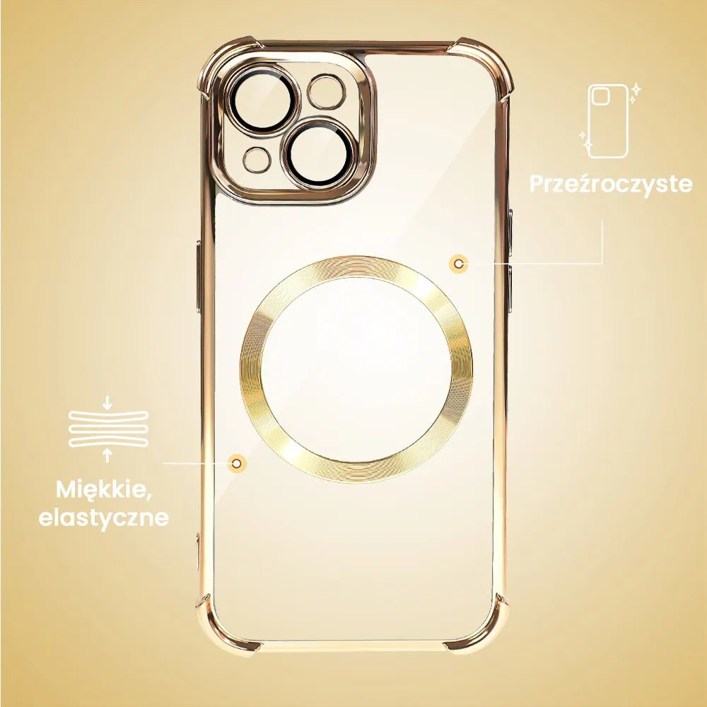 Etui do iPhone 15 Magsafe Luxury Anti-Shock Lens Protect, złote (OUTLET)