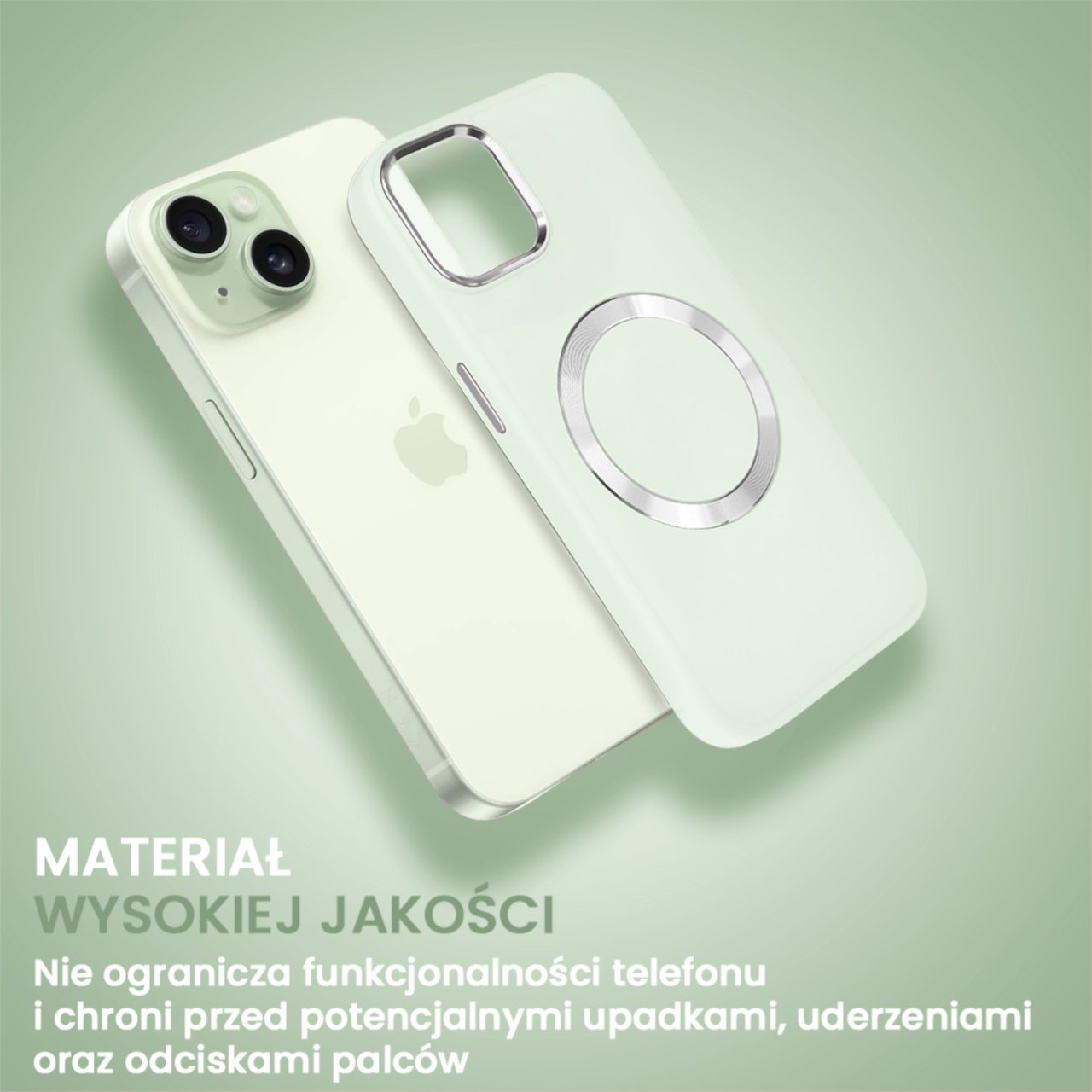 Etui do iPhone 15 Noble MagSafe Color, silikonowe, krem pistacjowy