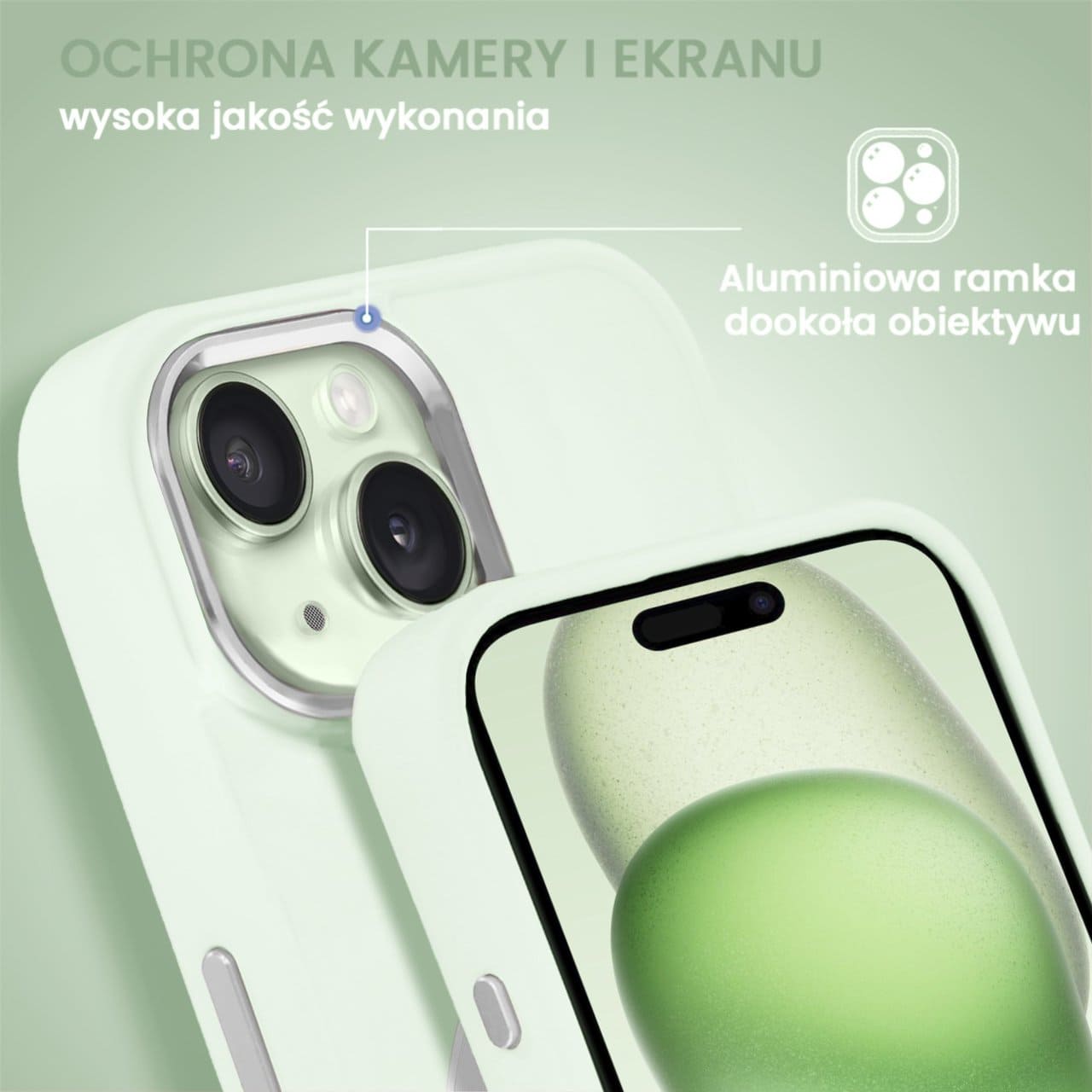 Etui do iPhone 15 Noble MagSafe Color, silikonowe, krem pistacjowy