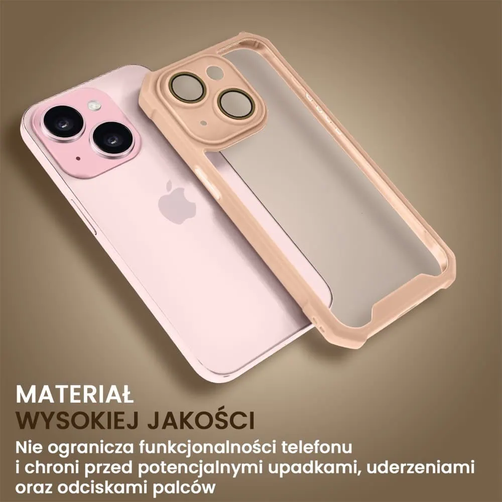 Etui do iPhone 15 Plus Pancerne Anti-Shock, z osłoną aparatu, różowe