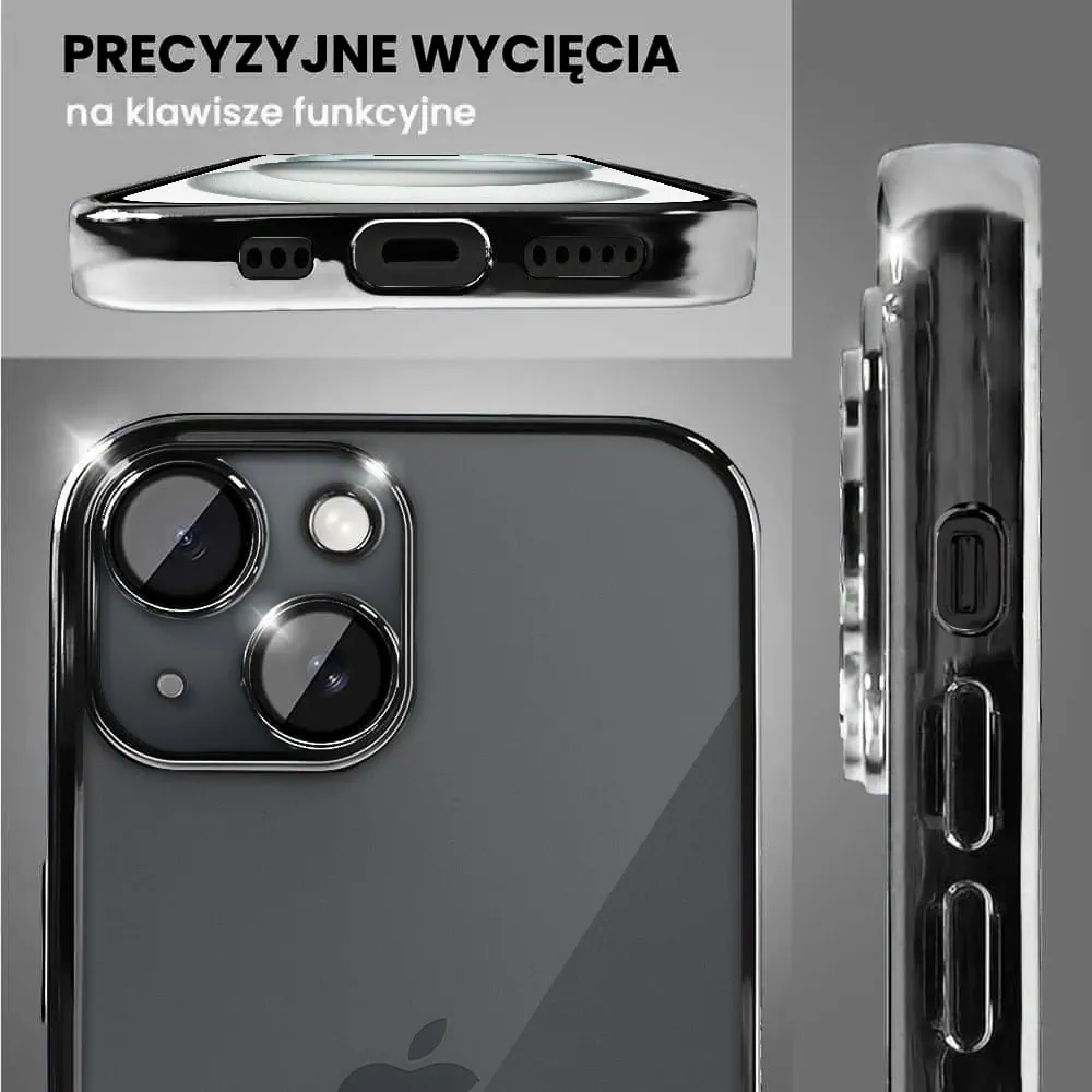 Etui do iPhone 15 Slim Protect Full Cover z osłoną kamery i obiektywów 9H, czarne grafitowe (OUTLET)