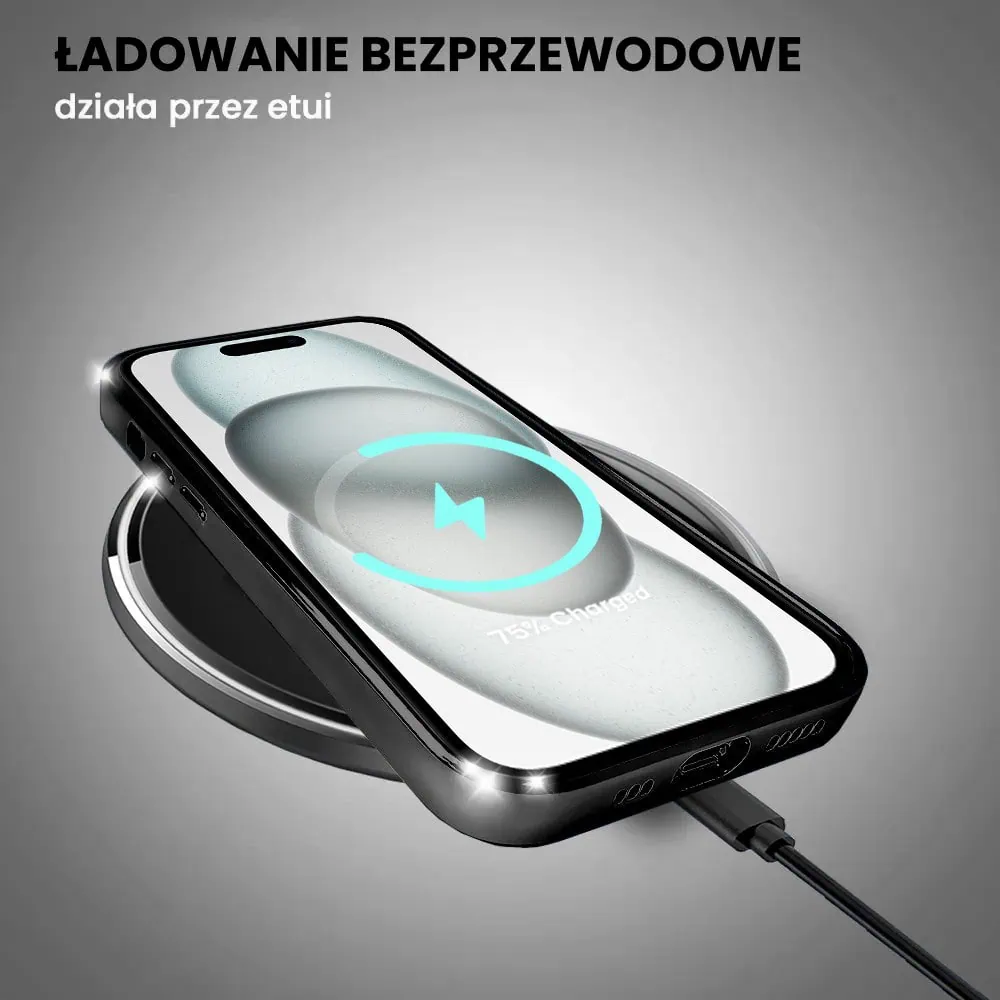 Etui do iPhone 15 Slim Protect Full Cover z osłoną kamery i obiektywów 9H, czarne grafitowe (OUTLET)