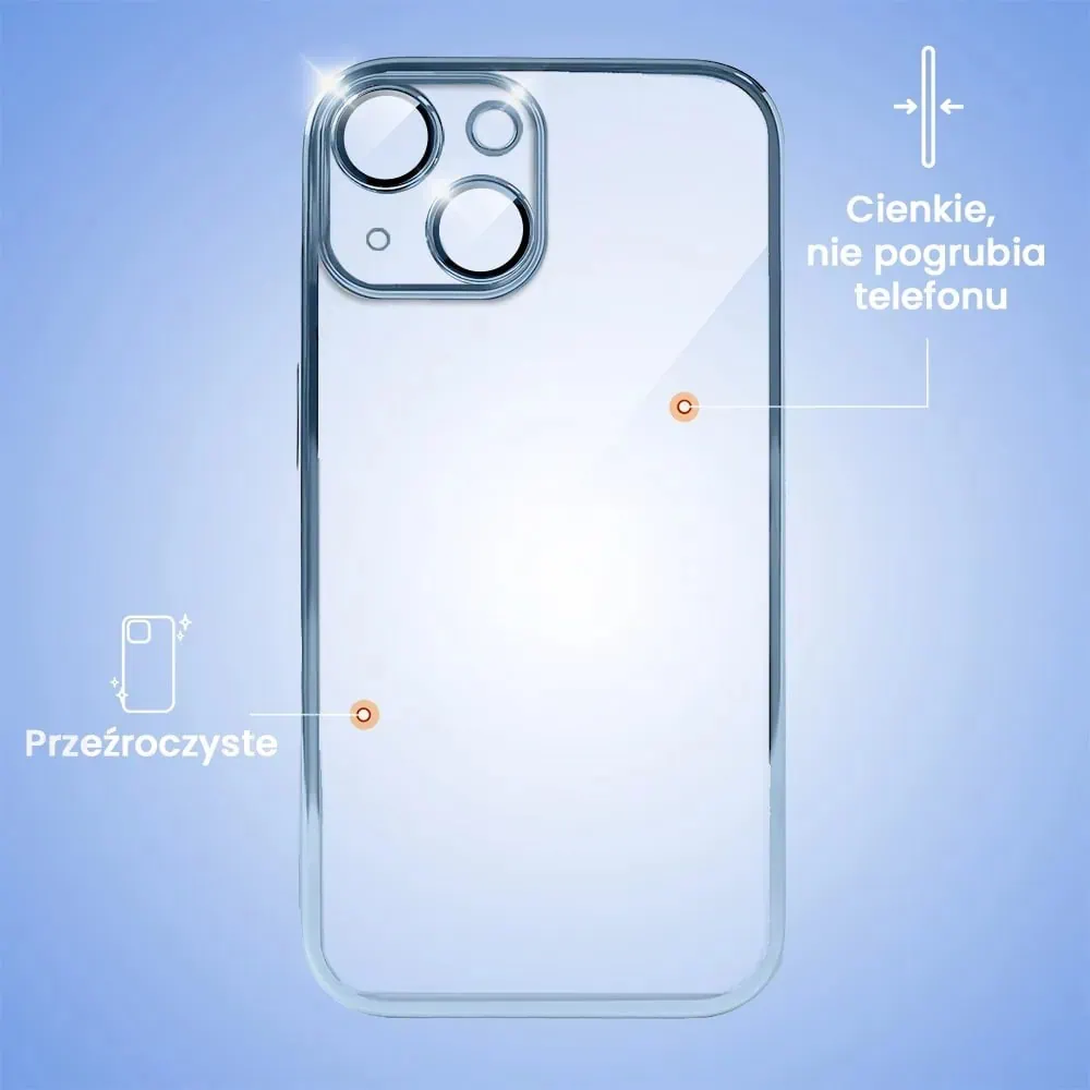 Etui do iPhone 15 Slim Protect Full Cover z osłoną kamery i obiektywów 9H, górski niebieski (OUTLET)