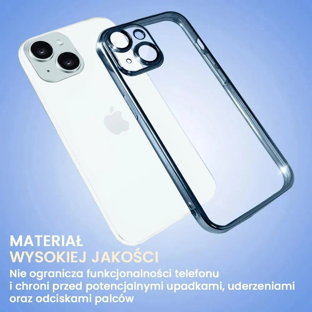 Etui do iPhone 15 Slim Protect Full Cover z osłoną kamery i obiektywów 9H, górski niebieski (OUTLET)