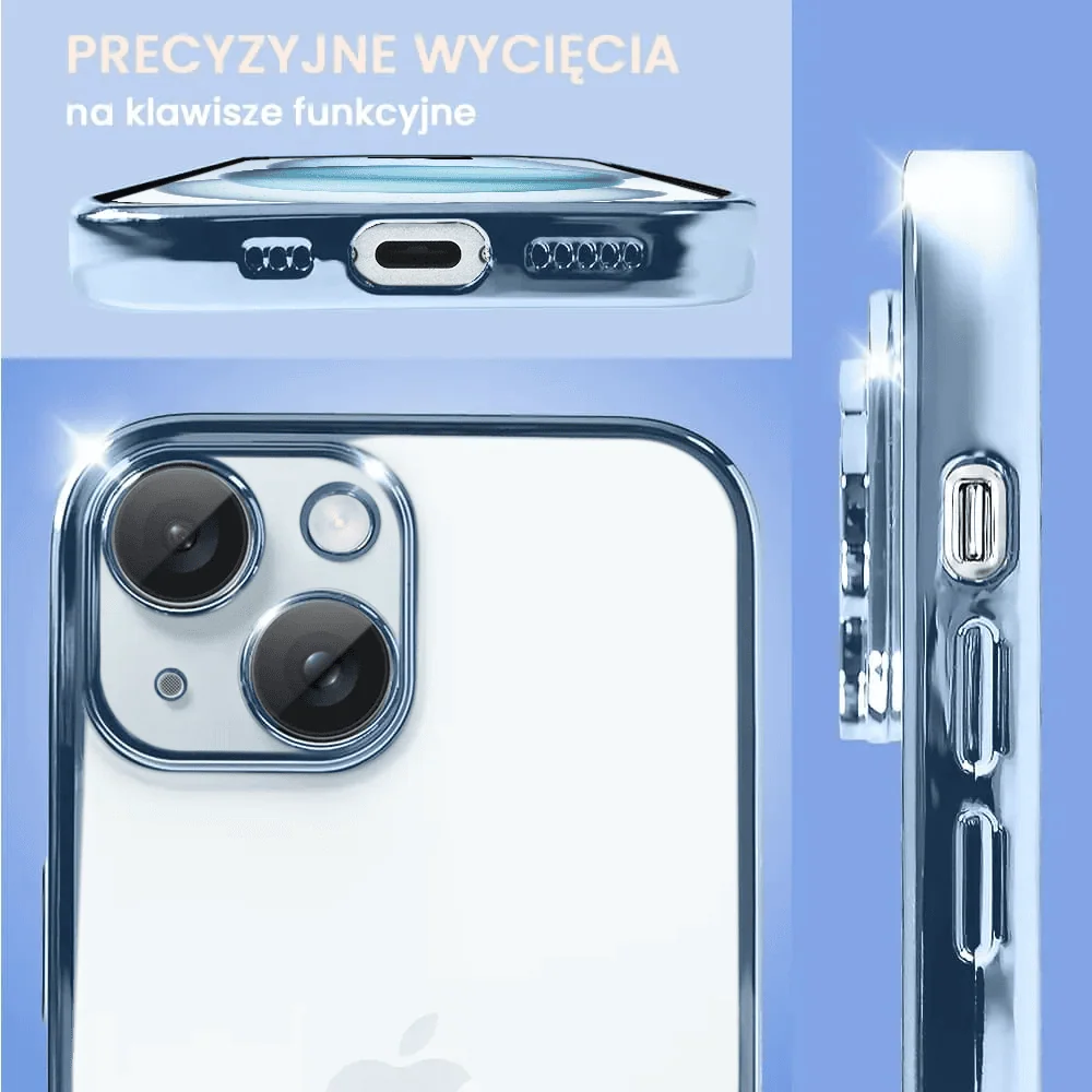Etui do iPhone 15 Slim Protect Full Cover z osłoną kamery i obiektywów 9H, górski niebieski (OUTLET)