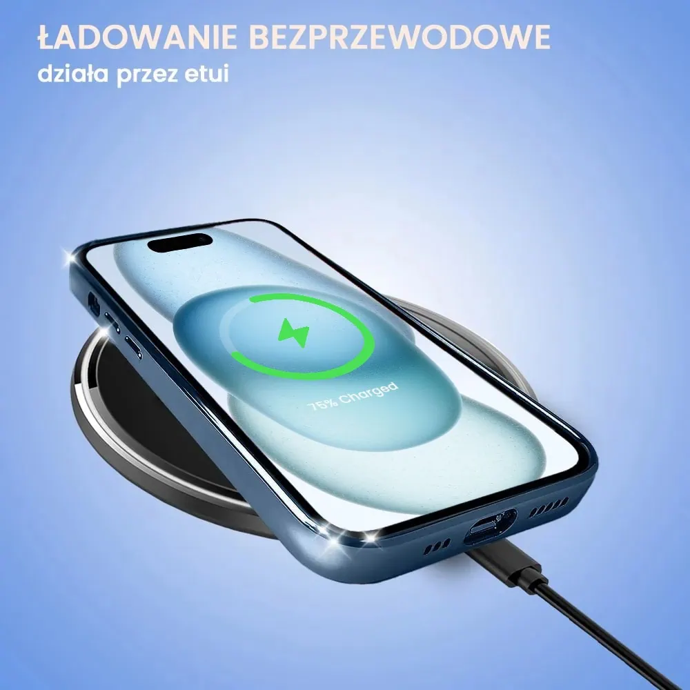 Etui do iPhone 15 Slim Protect Full Cover z osłoną kamery i obiektywów 9H, górski niebieski (OUTLET)