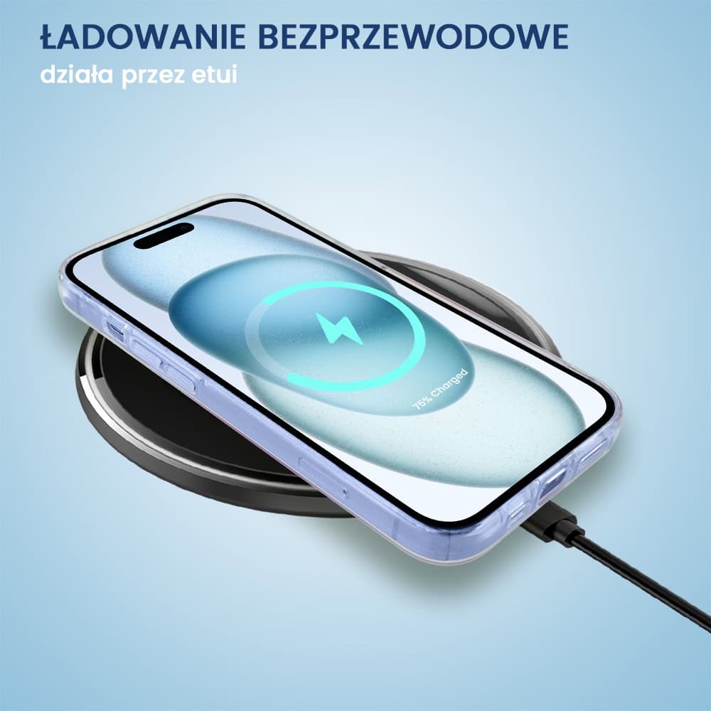 Etui do iPhone 15, przeźroczyste, niebieskie dmuchawce ze złotym zdobieniem