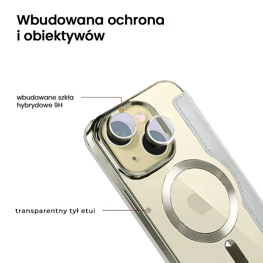 Etui do iPhone 15 typu książka Book Magsafe Lens Protect, z klapką, tytanowe