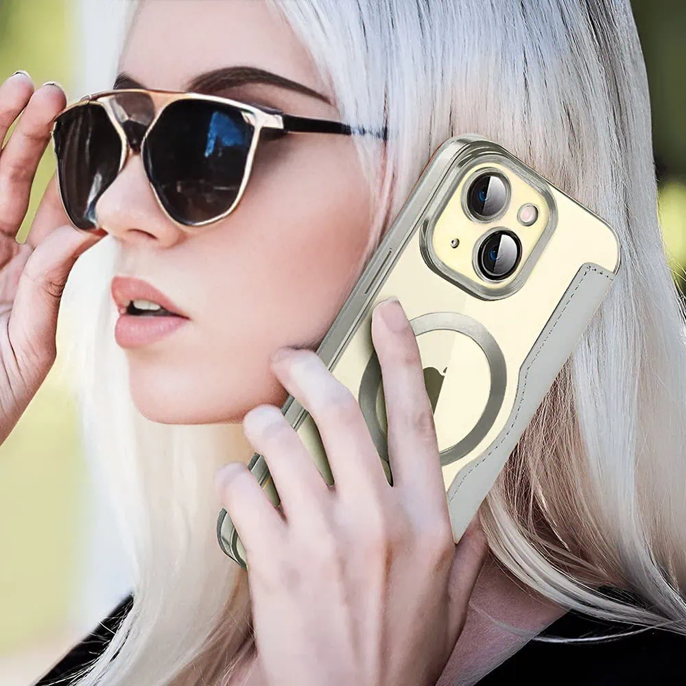 Etui do iPhone 15 typu książka Book Magsafe Lens Protect, z klapką, tytanowe