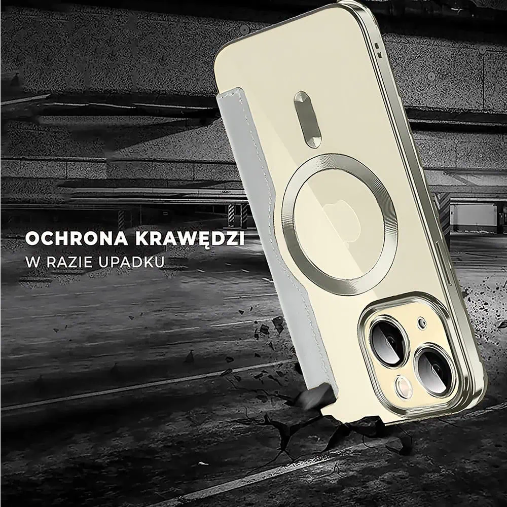 Etui do iPhone 15 typu książka Book Magsafe Lens Protect, z klapką, tytanowe