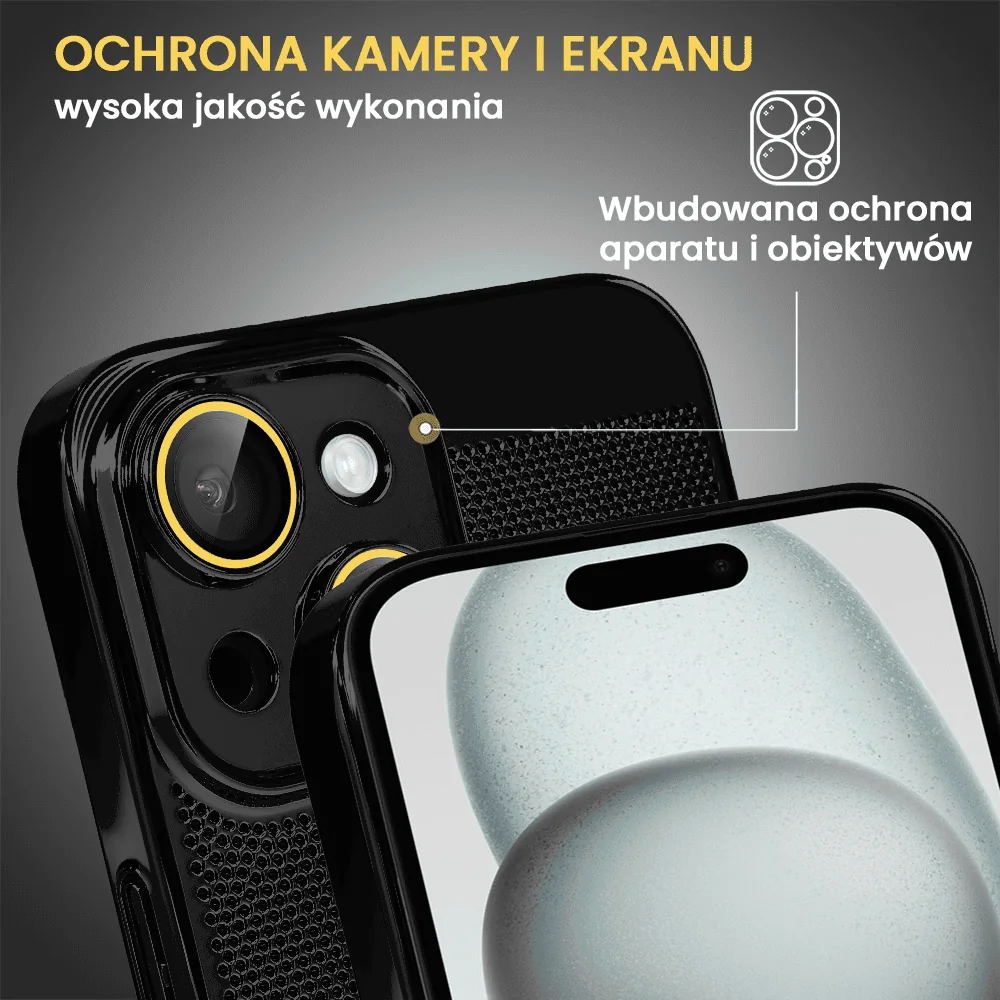 Etui do iPhone 15 Plus z Magsafe, cienkie, twarde, oddychające, z osłoną aparatu, czarne