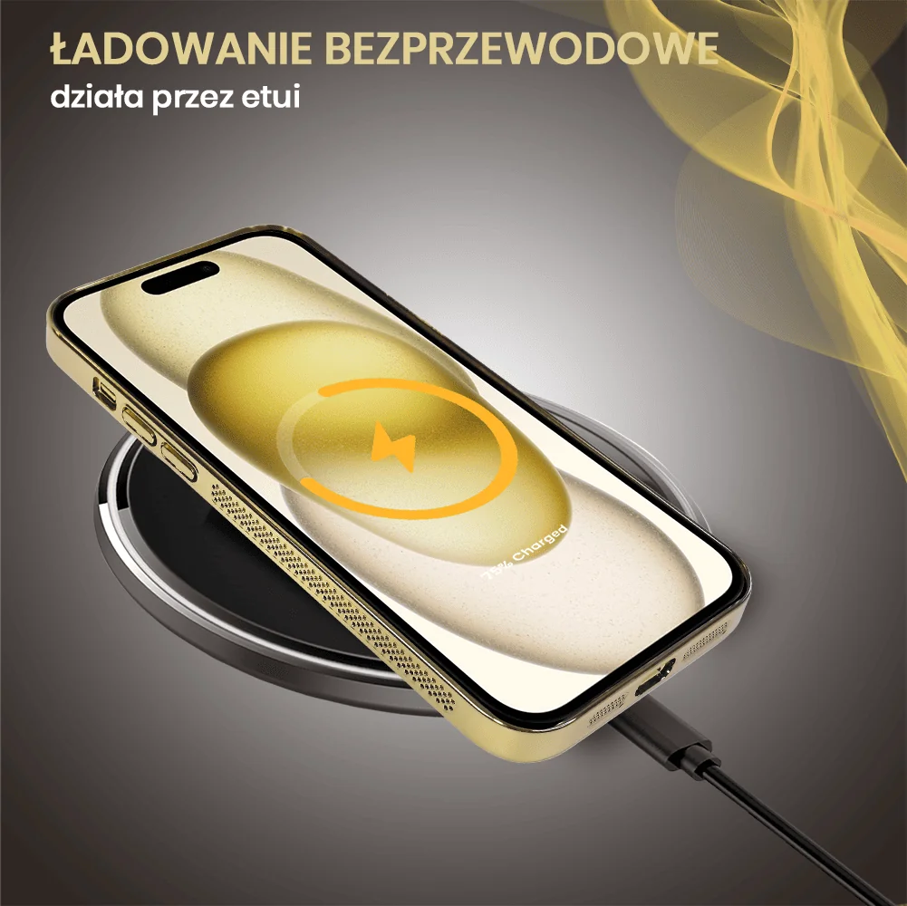 Etui do iPhone 15 Plus z Magsafe, cienkie, twarde, oddychające, z osłoną aparatu, złote (OUTLET)