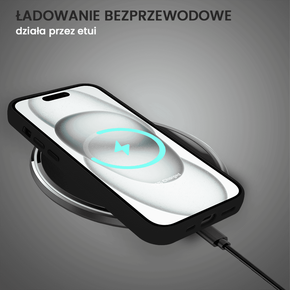 Etui do iPhone 15 Plus Arctic Stand, półprzeźroczyste, z osłoną aparatu i podstawką, czarne