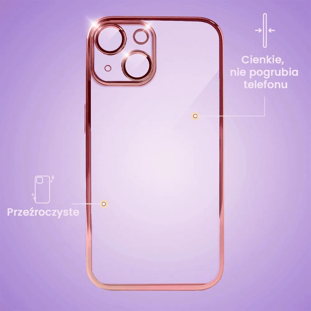 Etui do iPhone 15 Slim Protect Full Cover z osłoną kamery i obiektywów 9H, różowe (OUTLET)