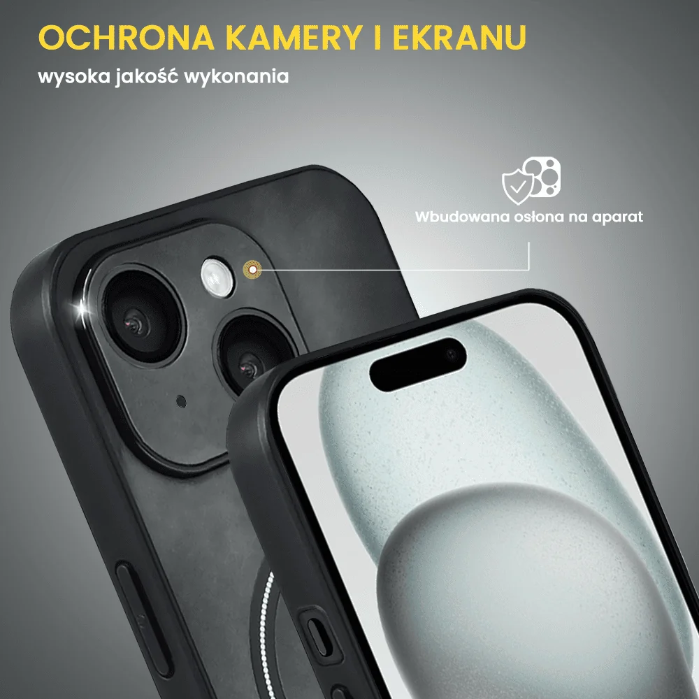 Etui do iPhone 15 Alcantara Magsafe Cover, przyjemne w dotyku, czarne