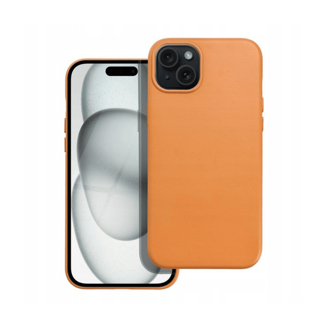 Etui do iPhone 15 biznesowe skórzane z MagSafe, trwałe, pomarańczowe