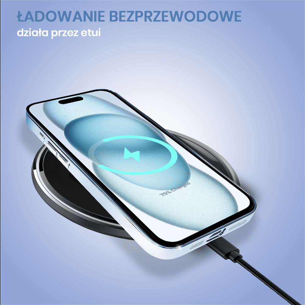 Etui do iPhone 15 Cam Window, z osłoną aparatu i podstawką, twarde, niebieskie