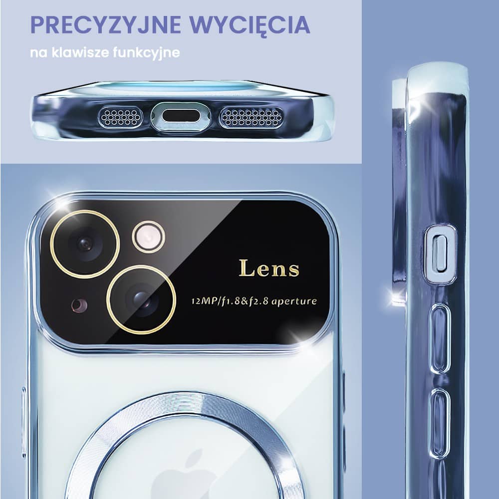 Etui do iPhone 15 Camera Beam MagSafe, niebieskie