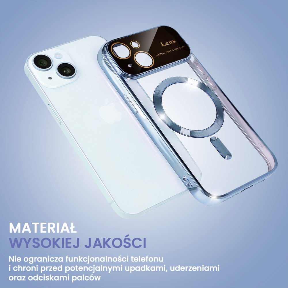 Etui do iPhone 15 Camera Beam MagSafe, niebieskie