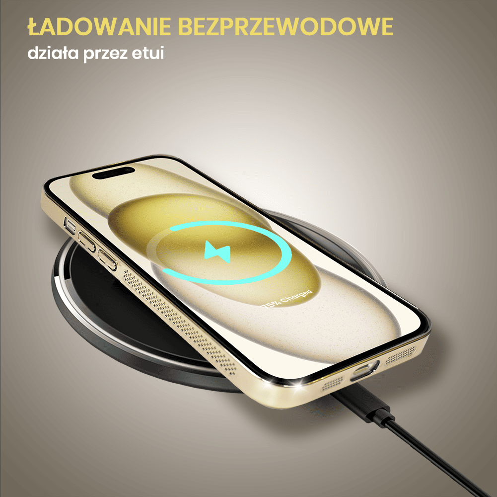 Etui do iPhone 15 Camera Beam Magsafe oddychające, złote