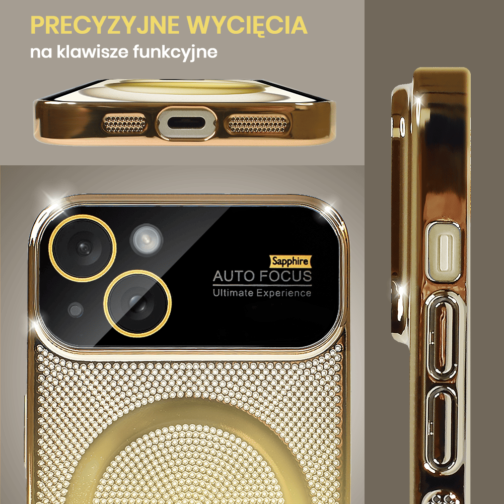 Etui do iPhone 15 Camera Beam Magsafe oddychające, złote