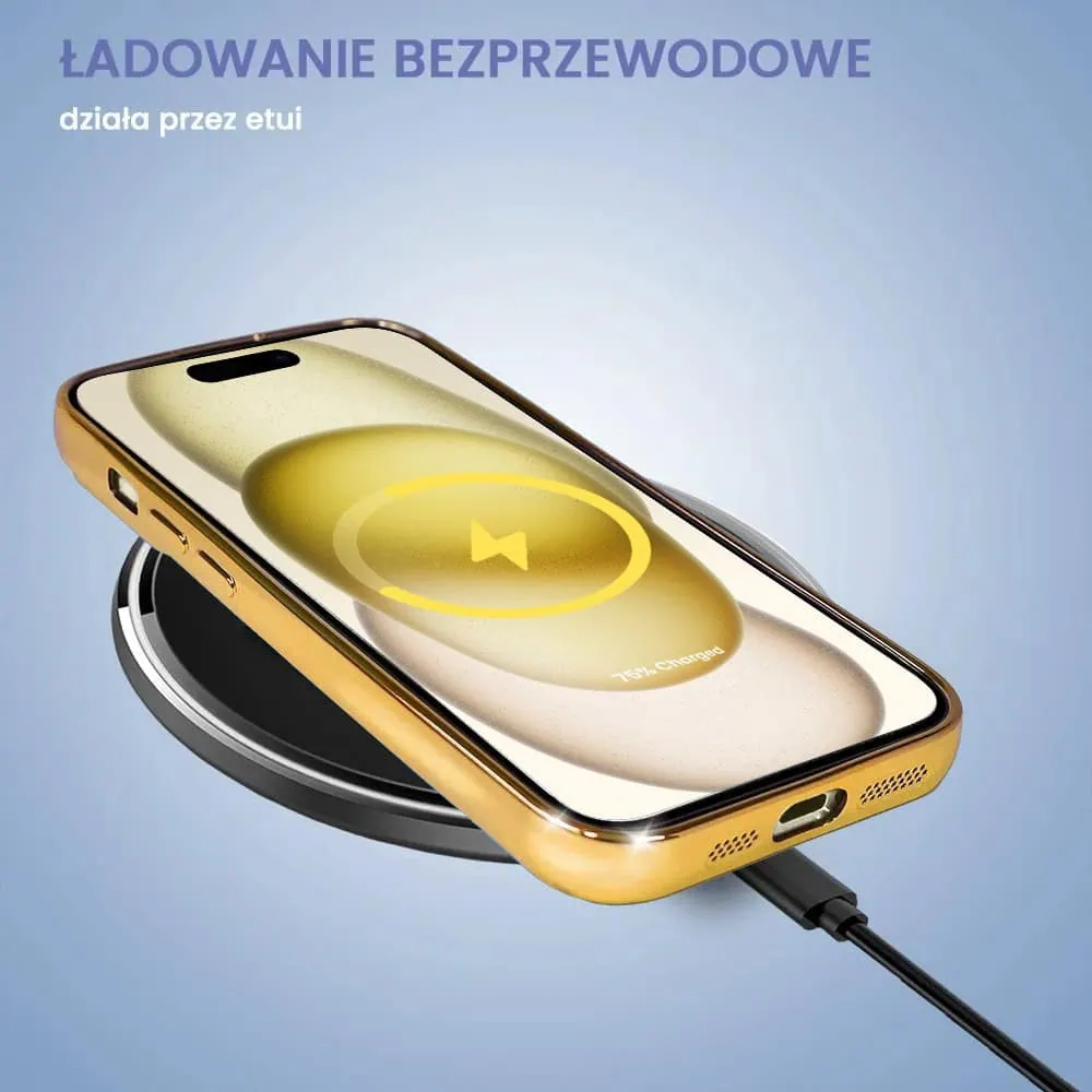 Etui do iPhone 15 Camera Beam Magsafe, złote