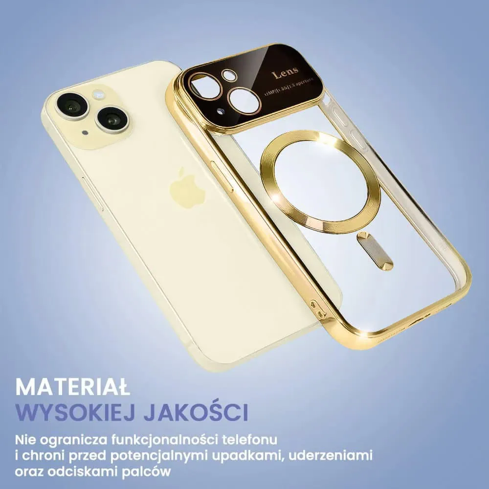 Etui do iPhone 15 Camera Beam Magsafe, złote
