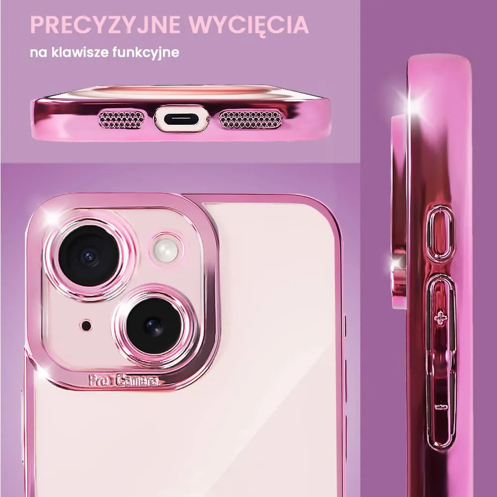 Etui do iPhone 15 Camera High PRO z osłoną kamery, różowe złoto