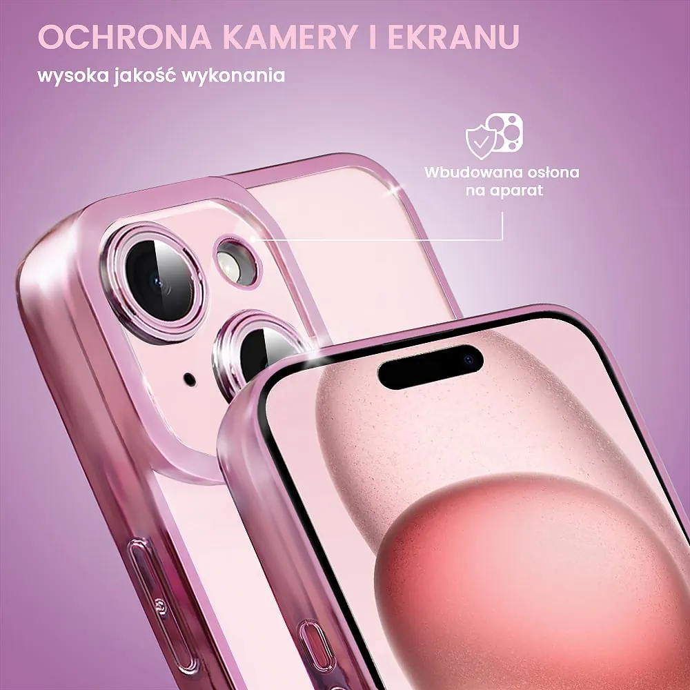 Etui do iPhone 15 Camera High PRO z osłoną kamery, różowe złoto