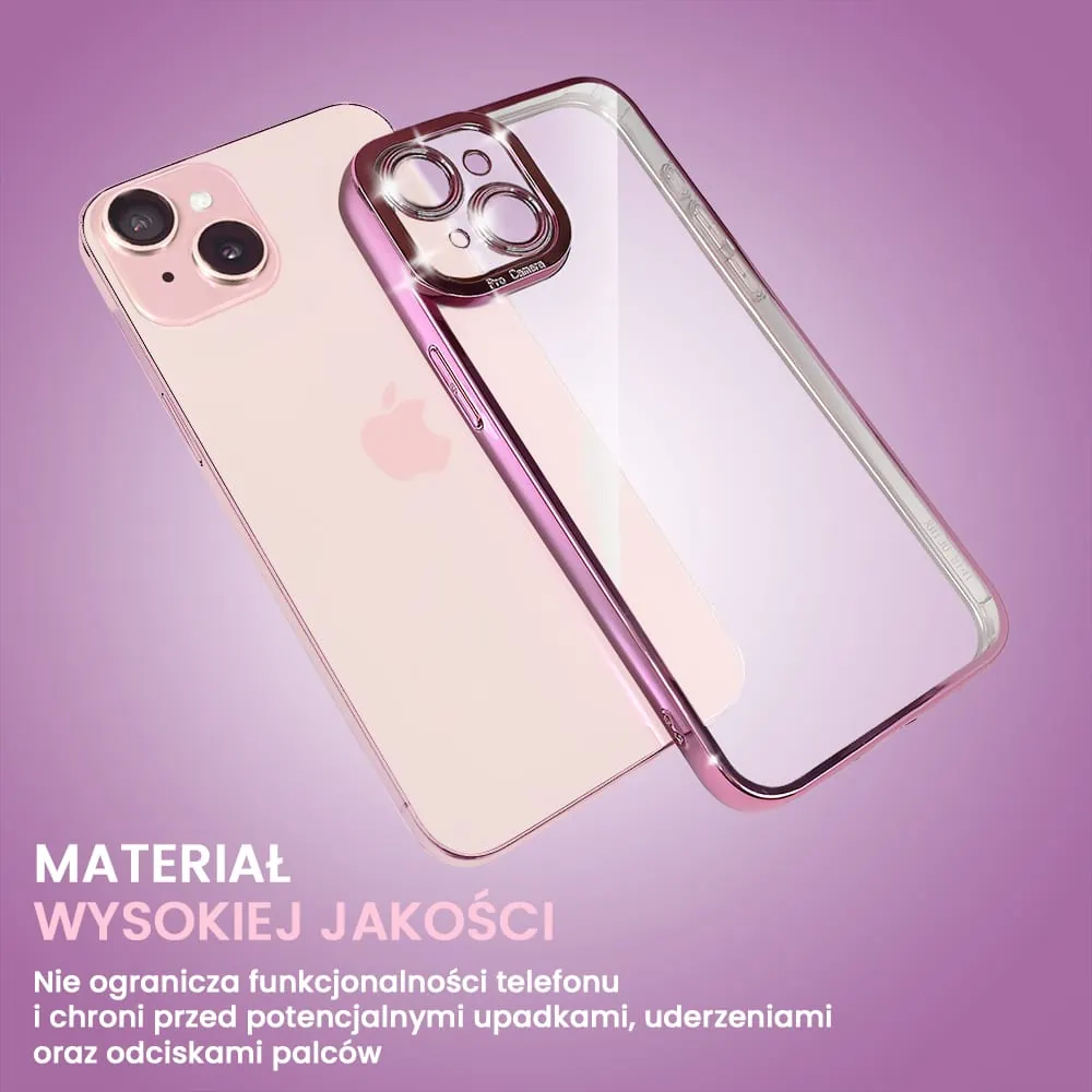 Etui do iPhone 15 Camera High PRO z osłoną kamery, różowe złoto