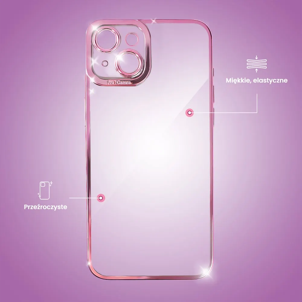 Etui do iPhone 15 Camera High PRO z osłoną kamery, różowe złoto