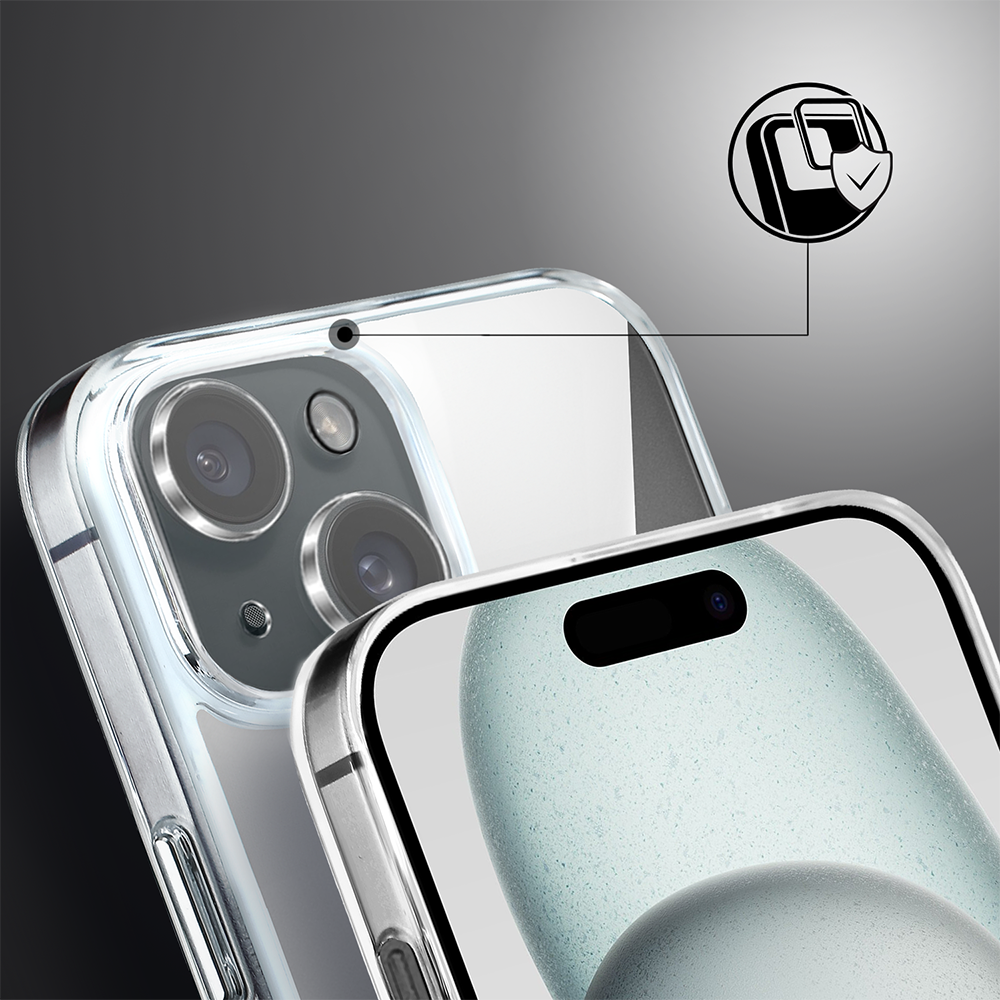 Etui do iPhone 15 Clear Case MagSafe ze szklanym tyłem oraz ochroną aparatu