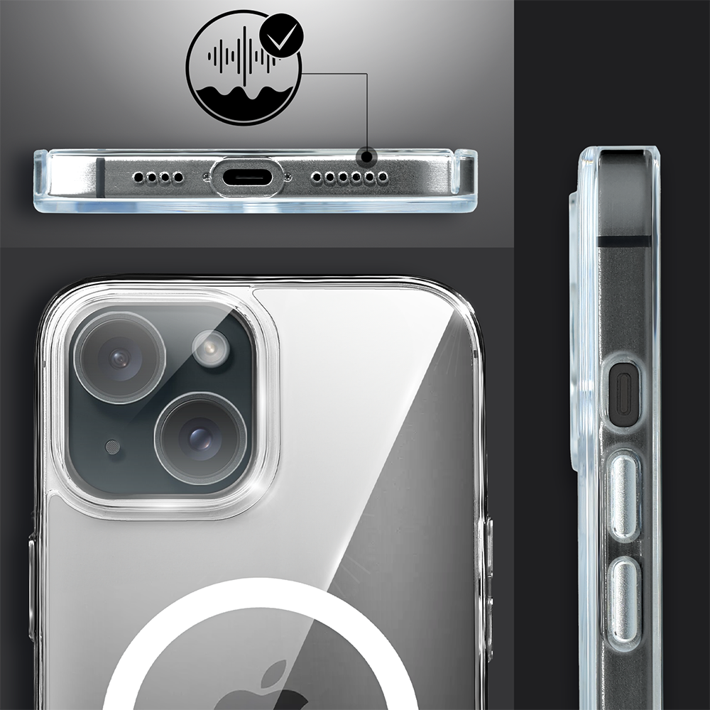 Etui do iPhone 15 Clear Case MagSafe ze szklanym tyłem oraz ochroną aparatu