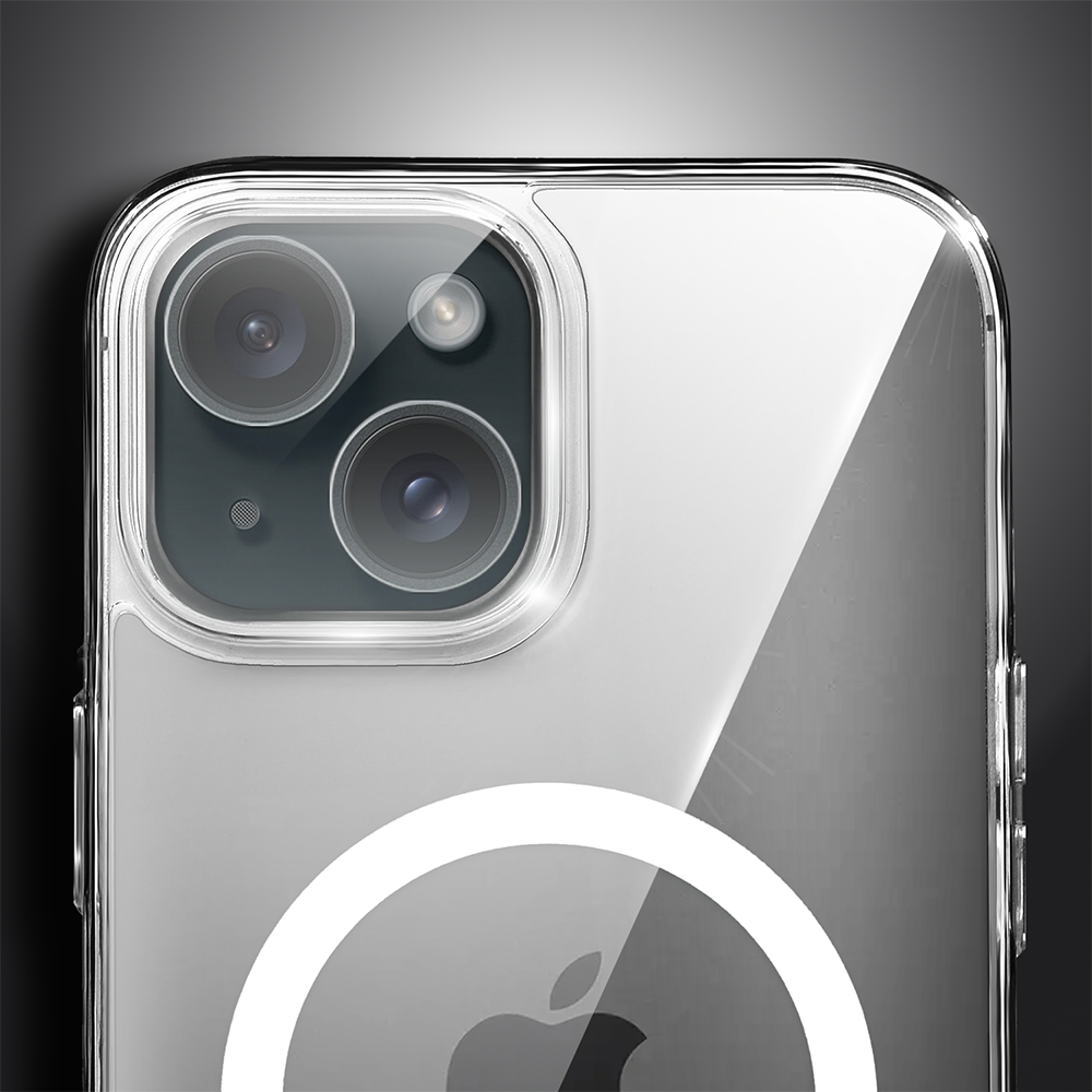Etui do iPhone 15 Clear Case MagSafe ze szklanym tyłem oraz ochroną aparatu