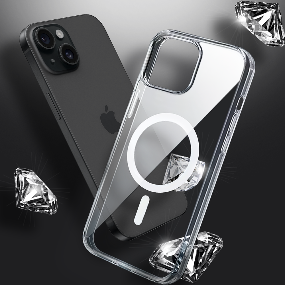 Etui do iPhone 15 Clear Case MagSafe ze szklanym tyłem oraz ochroną aparatu