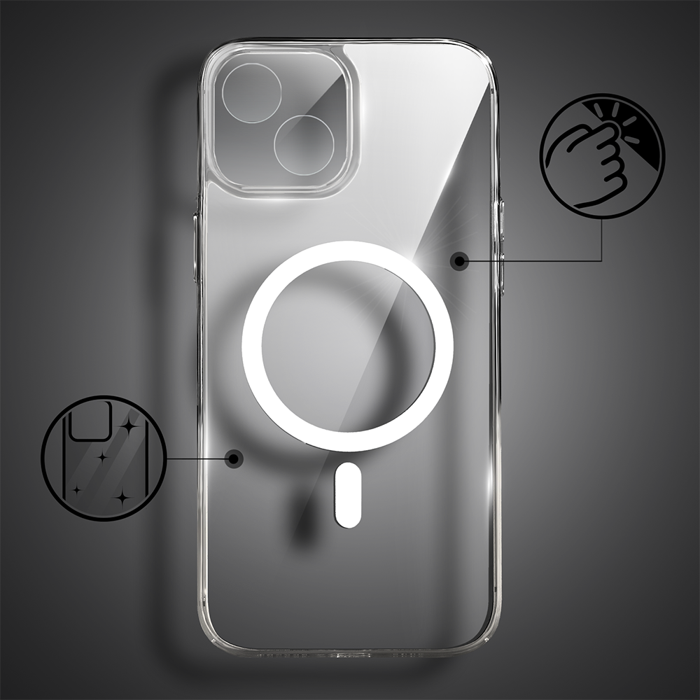 Etui do iPhone 15 Clear Case MagSafe ze szklanym tyłem oraz ochroną aparatu