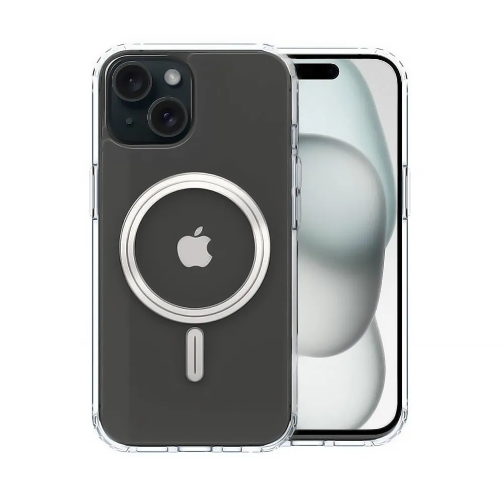 Etui do iPhone 15 Clear Case przeźroczyste, twardy tył z aluminiowym MagSafe