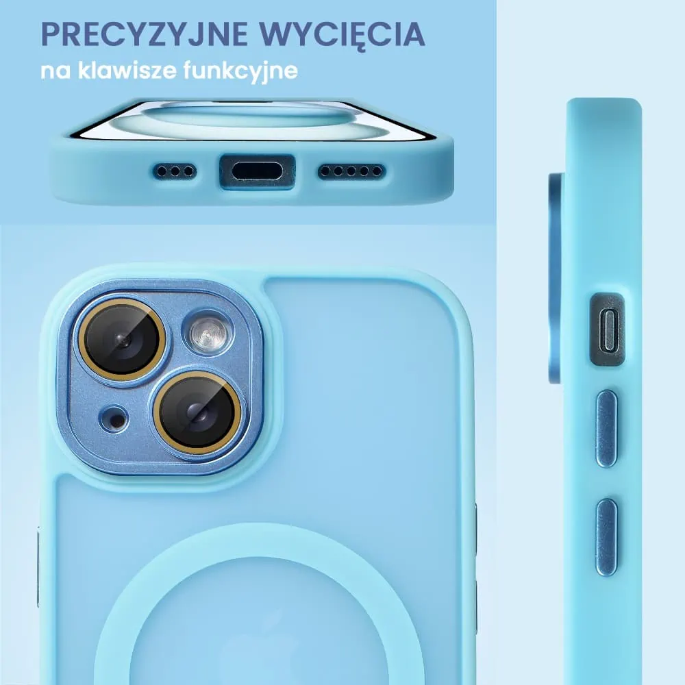 Etui do iPhone 15 Color Flush z Magsafe, z osłoną aparatu, błękitne