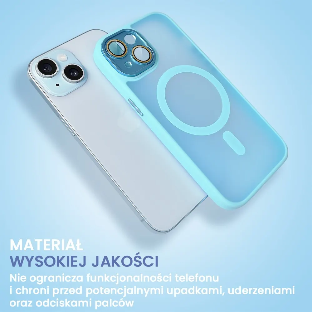 Etui do iPhone 15 Color Flush z Magsafe, z osłoną aparatu, błękitne