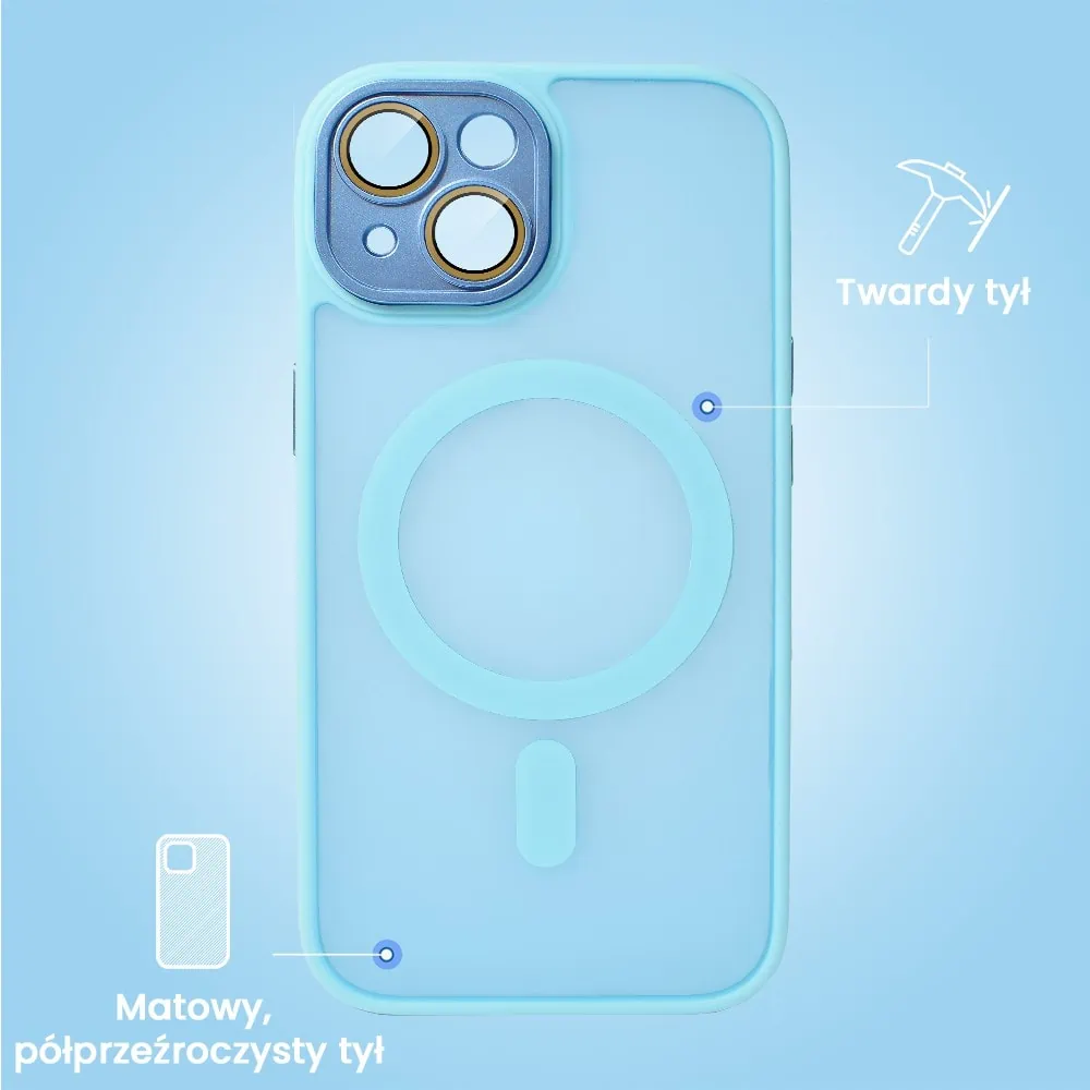 Etui do iPhone 15 Color Flush z Magsafe, z osłoną aparatu, błękitne