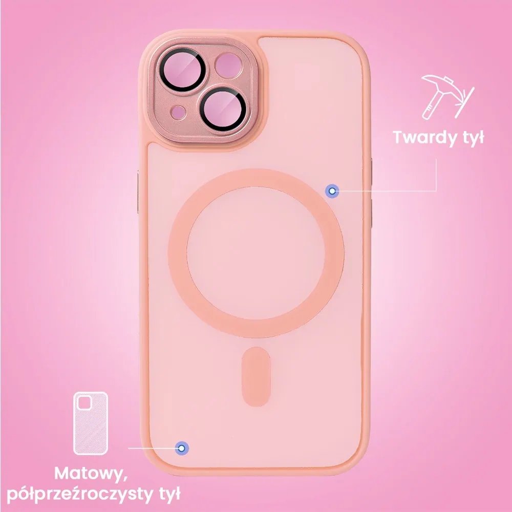 Etui do iPhone 15 Color Flush z Magsafe, z osłoną aparatu, różowe (OUTLET)