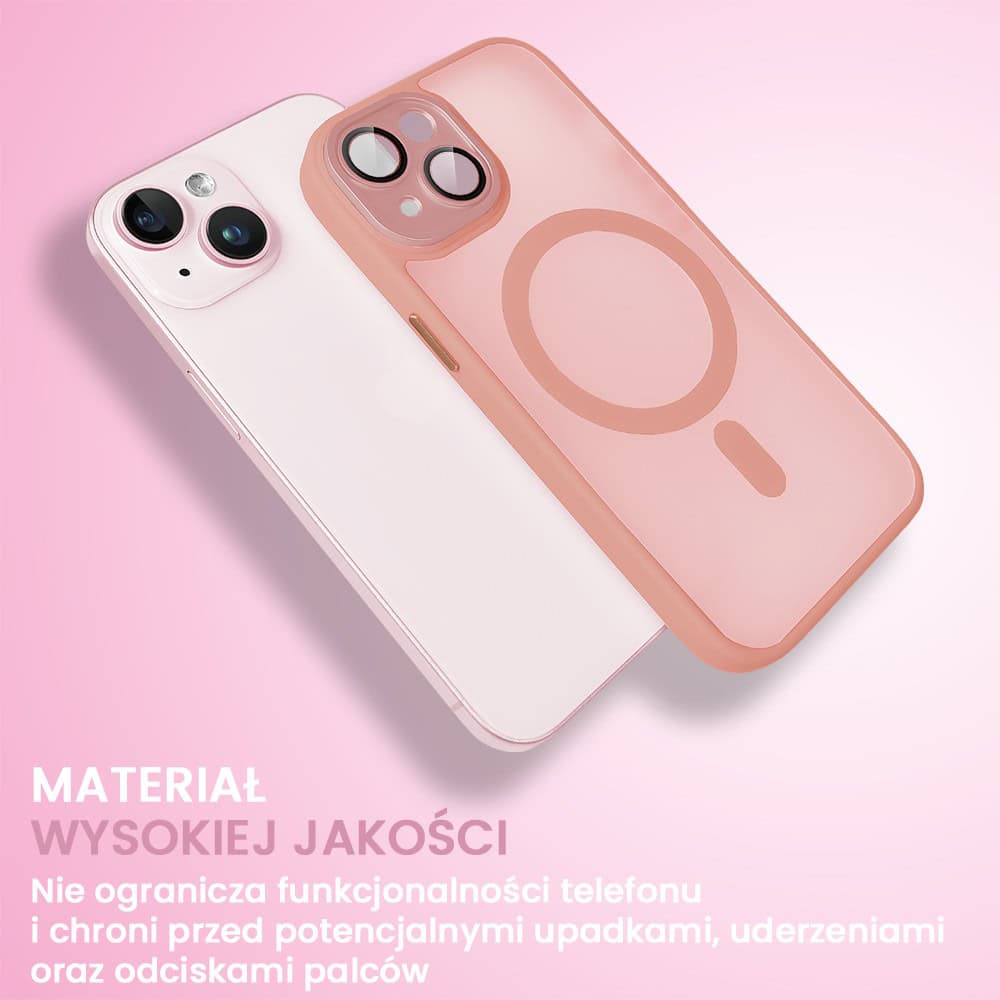 Etui do iPhone 15 Color Flush z Magsafe, z osłoną aparatu, różowe (OUTLET)