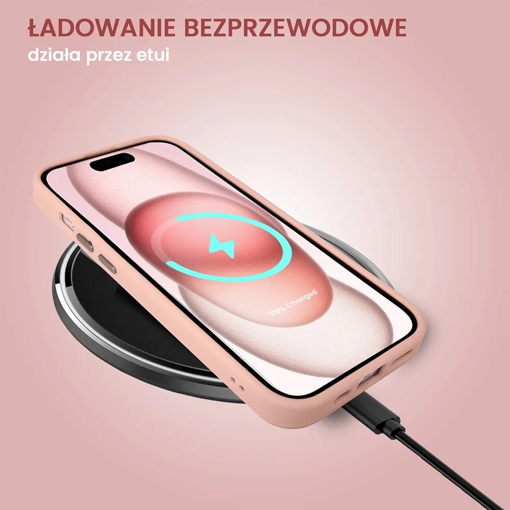 Etui do iPhone 15 Color Flush z Magsafe, z osłoną aparatu, różowe (OUTLET)