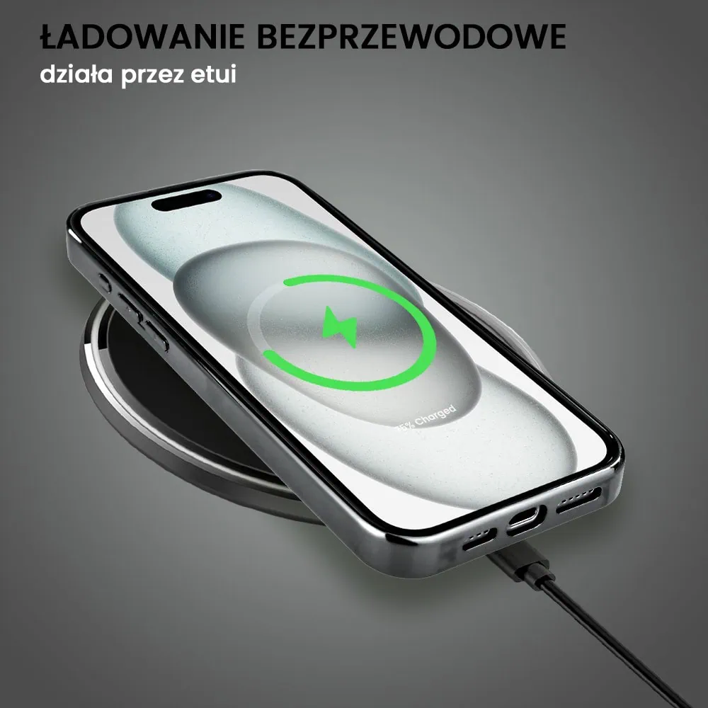 Etui do iPhone 15, Elite Glass, Kintsugi, czarna porcelana, czarne