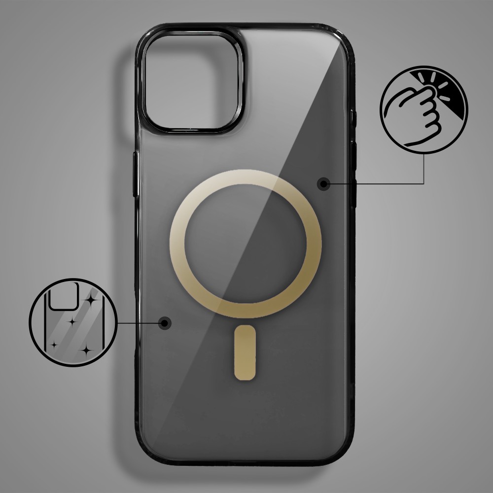 Etui do iPhone Golden Elite do iPhone, czarne ze złotym magsafe