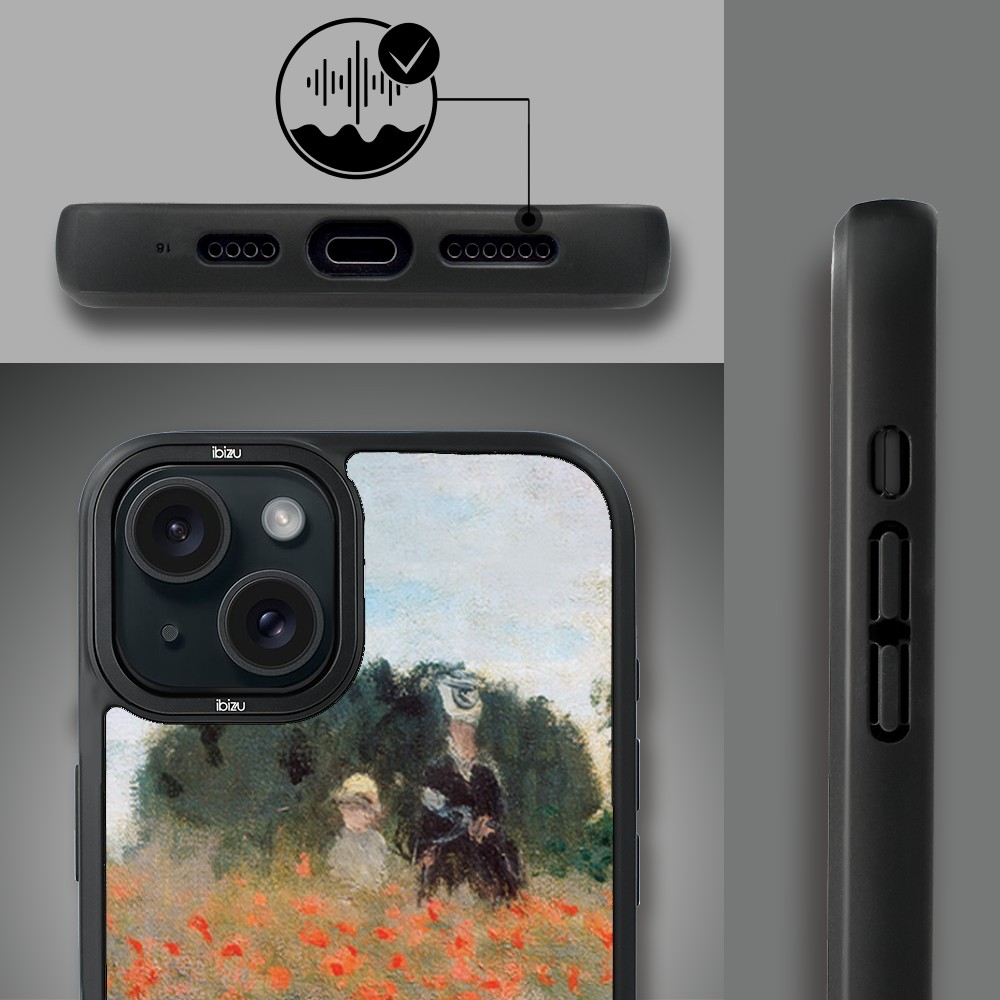 Etui do iPhone 15 IBIZU DropGuard Matt z MagSafe, Claude Monet, pole maków